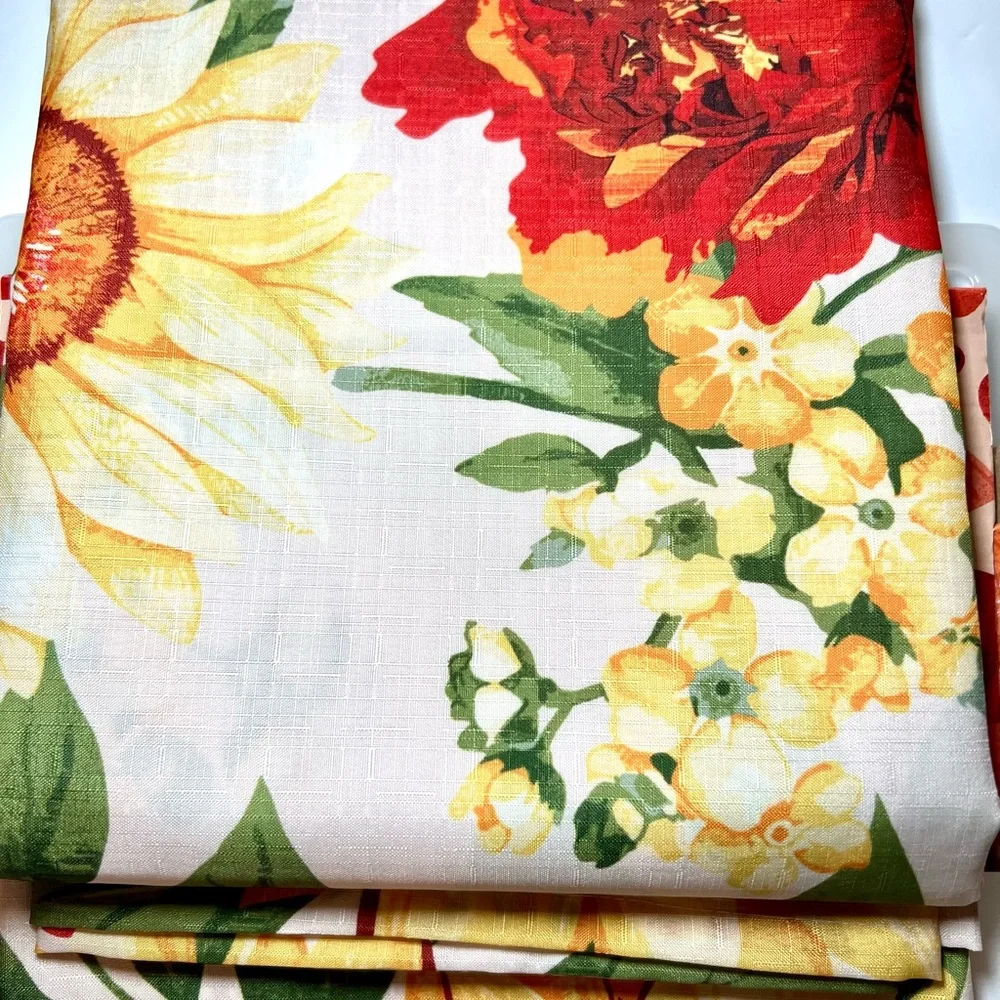 Harvest Sunflowers Fabric Shower Curtain Yellow Rust Orange Bold Colors